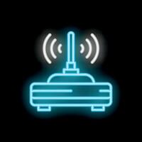Wifi router emitting signal in neon light style vector