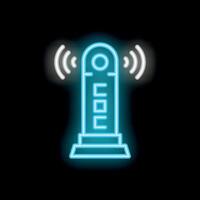 Neon icon of voice assistant sending audio signal vector