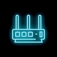 Neon wifi router glowing on a black background vector