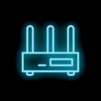 Neon wifi router glowing on black background vector