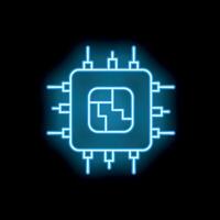 Neon blue circuit board glowing on black background vector