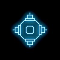 Glowing neon line geometric shape shining in blue light on a black background vector