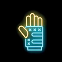 Neon icon of protective working glove with reinforced pu patches for construction works vector