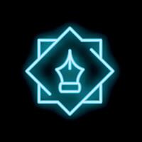 Neon sign of a fountain pen nib glowing on a black background vector