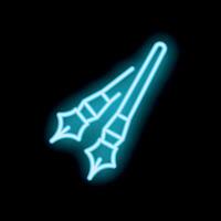Neon style icon of three fountain pen nibs for writing vector