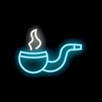 Neon sign showing a smoking pipe on black background vector
