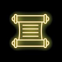 Neon yellow ancient scroll on a black background vector
