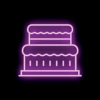 Neon sign showing delicious cake with layers of cream and icing vector