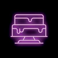 Vibrant neon sign displaying delicious two tier cake with dripping icing vector