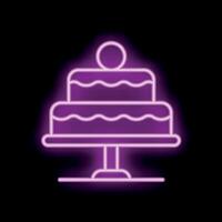 Neon sign representing a cake standing on a pedestal vector