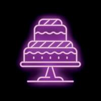 Neon sign showing three tier cake on cake stand vector