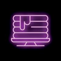 Stack of pancakes with syrup drizzled on top in neon style vector