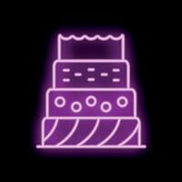 Neon sign showing three tiered cake with icing and decorations vector