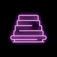 Neon icon of a multi tiered birthday cake glowing on black background vector