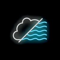 Neon sign depicting sunny weather separating from cloudy weather vector