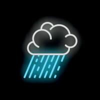 Neon style icon of cloud raining for weather forecast vector