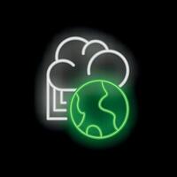 Neon style icon showing cloud computing connecting with earth vector
