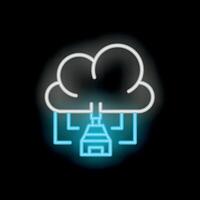 Neon smart home connected to cloud computing network system vector