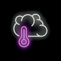 Neon thermometer showing increasing temperature next to a cloud vector