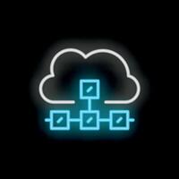 Neon icon of cloud computing showing network structure vector
