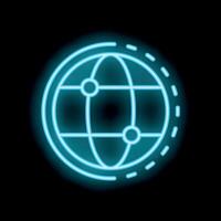 Neon blue earth is spinning around, internet and connection concept vector