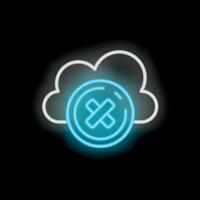 Neon icon of cloud computing service showing error status vector