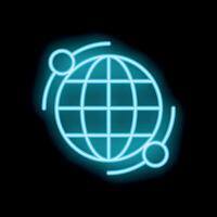 Neon icon of two satellites orbiting around planet earth vector