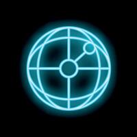 Neon sign of abstract globe with dots connected representing global network connection vector