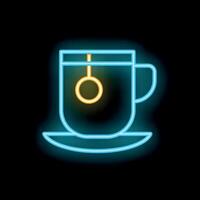 Neon sign showing steaming cup of tea on saucer vector
