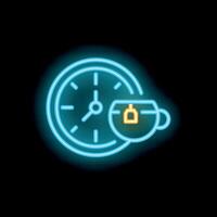 Neon sign of clock and tea mug showing tea time vector