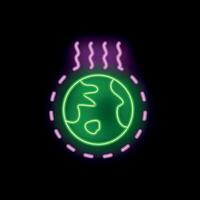 Neon icon of planet earth with heat waves, symbolizing global warming vector