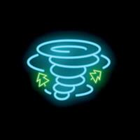 Neon sign representing a tornado destroying everything on its path vector