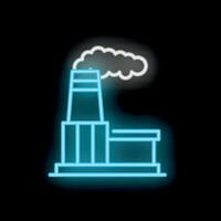 Neon style icon of industrial factory emitting pollution vector