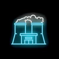 Neon style icon of a power station emitting pollution vector