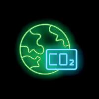 Neon icon of planet earth showing co2 emissions vector