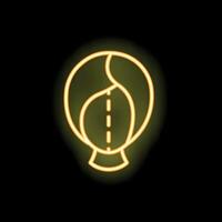 Neon icon of road splitting in two different directions representing choices vector