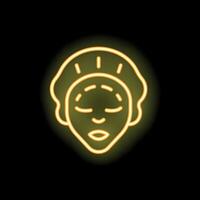Neon sign representing woman relaxing with face mask in spa or beauty salon vector