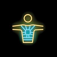 Neon sign of a humanoid robot with wires showing through its chest vector