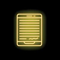 Neon icon of smartphone displaying electronic signature document vector