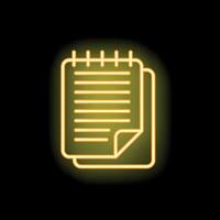 Glowing neon icon of a notepad for taking notes vector