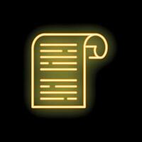 Neon sign depicting a contract or important document vector