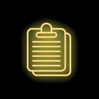 Neon icon of clipboard with checklist, representing task management and planning vector
