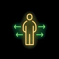 Neon icon of a person standing still while being pulled in different directions vector