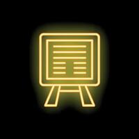 Glowing neon icon of a flipchart on black background vector