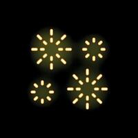 Neon style fireworks exploding in dark night sky vector