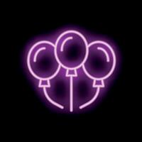 Neon sign depicting balloons floating on black background vector