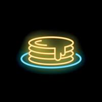 Neon sign showing pancakes dripping with syrup on a plate vector
