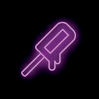 Neon sign of melting ice cream on a stick on black background vector