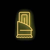 Neon sign of chocolate bar with open wrapping foil on black background vector