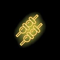 Bright yellow neon skewers glowing on black background vector